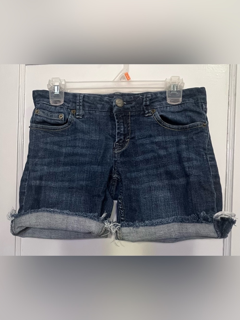 American Eagle Outfitters Dark Blue Rolled Cuff Denim Shorts